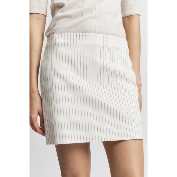 NEW SAINT ART thea mini skirt in ivory denim pinstripe